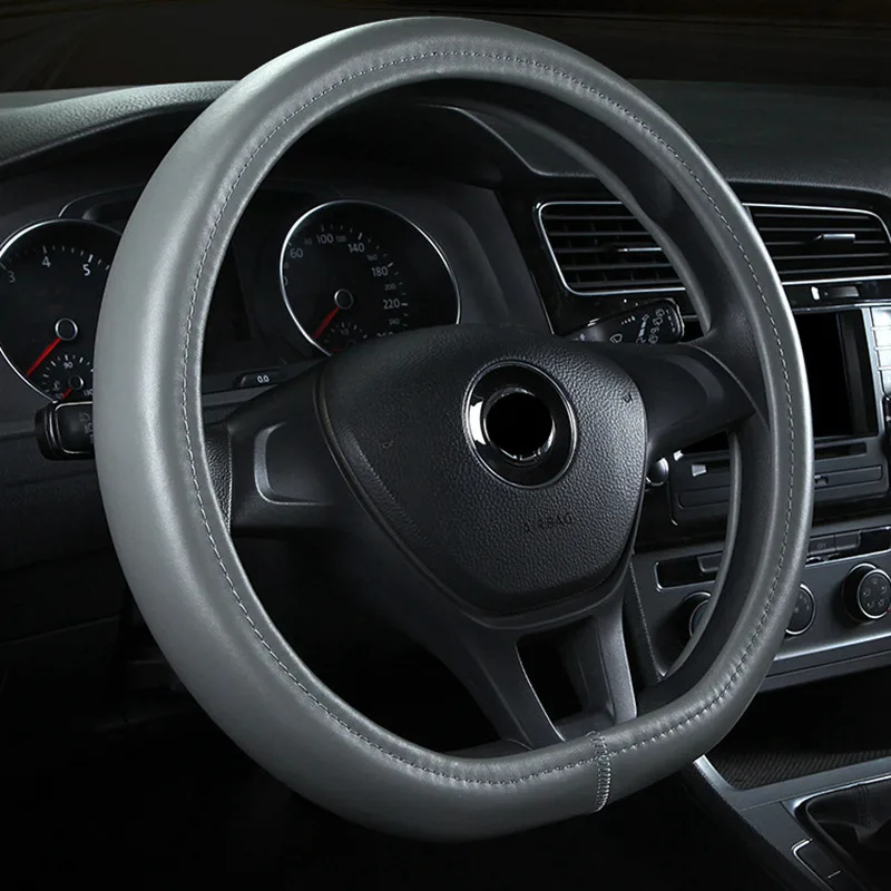 gray Чехол рулевого колеса автомобиля кожа D форма кольца для Kia Sportage Optima K5 Volkswagen VW Golf 7 GTi Mk7 Scirocco Sagitar Lavida - Название цвета: gray