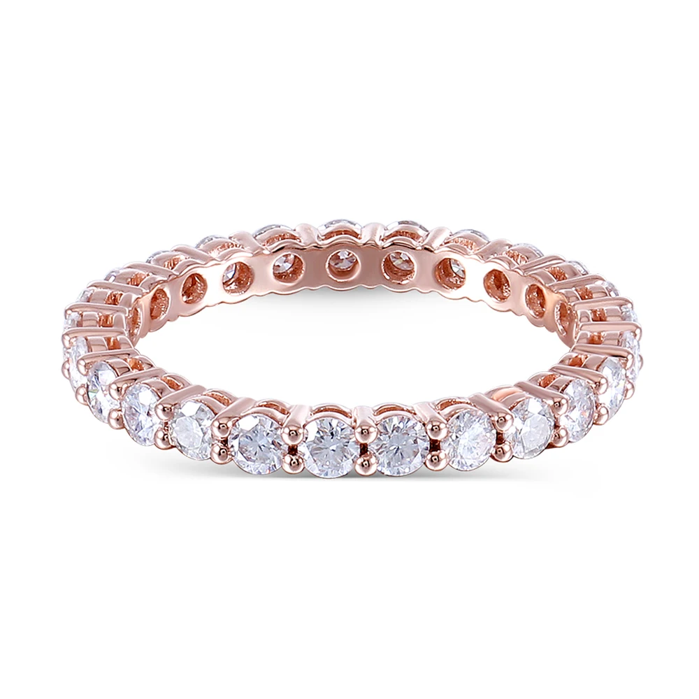 TransGems 14K 585 розовое золото 1,8 мм F цвет Moissanite полная Вечность Обручальное кольцо для женщин юбилейные подарки ювелирные украшения