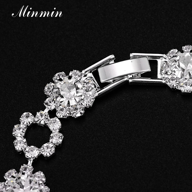 Женский браслет Minmin браслеты с кристаллами и изысканным цветком свадебные