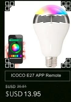 ICOCO Wireless Bluetooth Remote Control Mini RGB Smart Audio Speaker 24 LED E27 Music Bulb Colorful music Playing& Lighting New