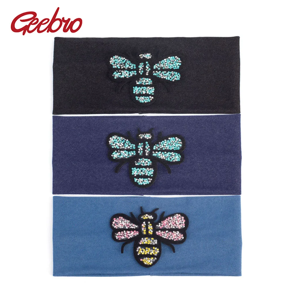 Женская джинсовая повязка на голову Geebro Модная Джинсовая плоская черная