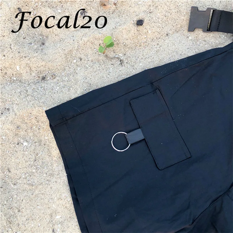 Focal20, уличная одежда, пояс, шнуровка, карман, женские шорты, комбинезоны, эластичные, высокая талия, летние, повседневные, одноцветные, женские шорты