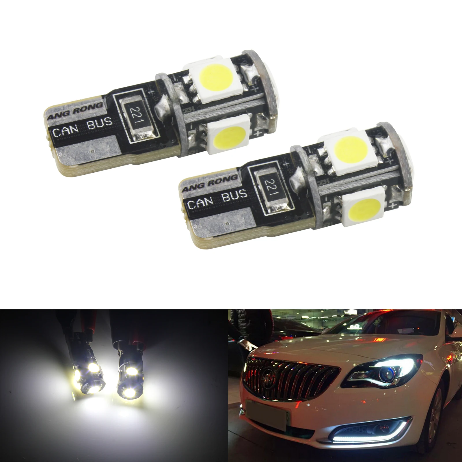 

2 шт., светодиодсветодиодный лампы 5 SMD 501 T10 194 Canbus 6000K