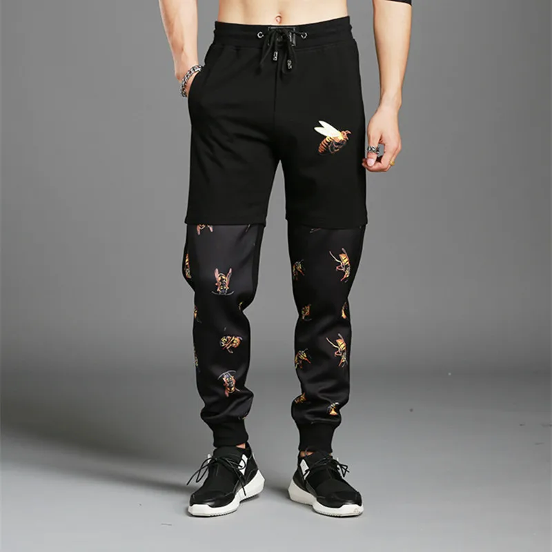 

Brand Men Pants 2019 Spring Autumn Male Trousers Casual Printed Bee Mens Joggers Pencil Pants Sweatpants