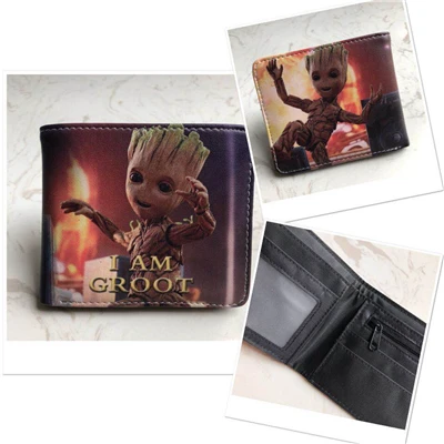 Фильм стражи Галактики Groot двойной складной кошелек для мальчиков и девочек кошелек для кредитных карт PU короткий кошелек