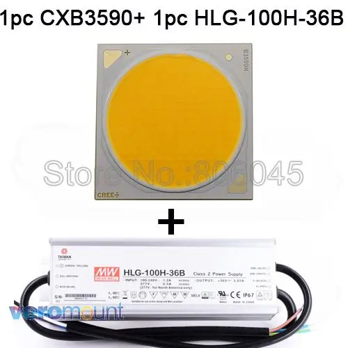 Led.100W Driver Cree CXB3590 LED Plant Grow Light 3000K 3500K 5000K 80 CRI 36V COB LED Array with Lens& Meanwell Driver DIY Module - Испускаемый цвет: Led.100W Driver