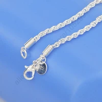 1pc 3mm width pure 925 sterling silver charm rope necklace chains jewelry with good quality lobster clasps set 16 30inches