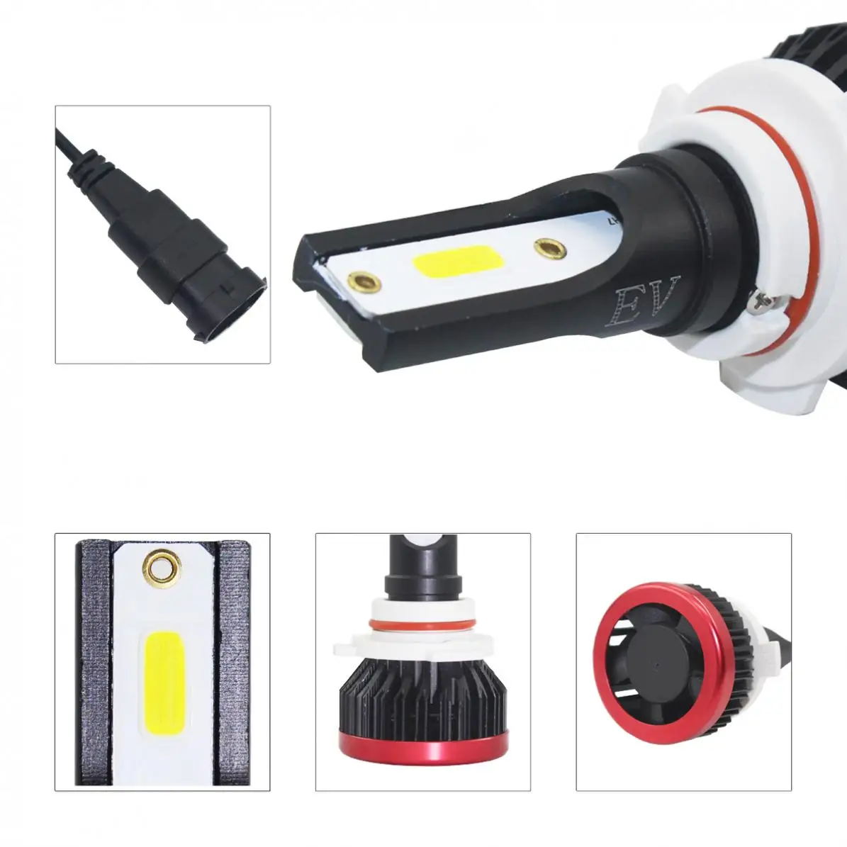 

2 Pcs Super Mini 9005 / H10 / HB3 120W 20000LM 6500K COB LED Chips Headlight Bulbs Conversion Kit Lamps with LED Driver Wire