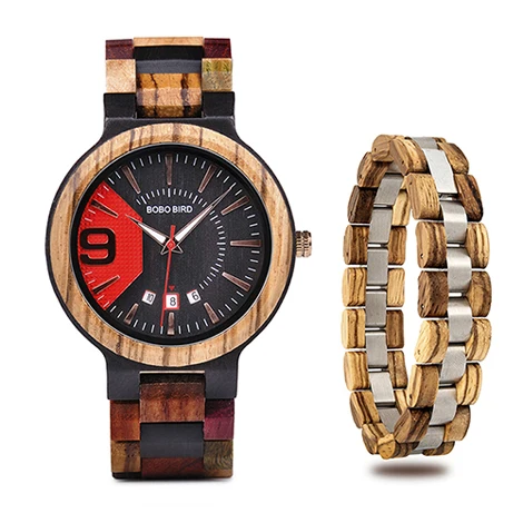 Reloj hombre BOBO BIRD, мужские часы с браслетом, деревянные часы, отображение даты, Япония, мужские кварцевые часы, мужские отличные подарки - Цвет: Q13-1-S05-3