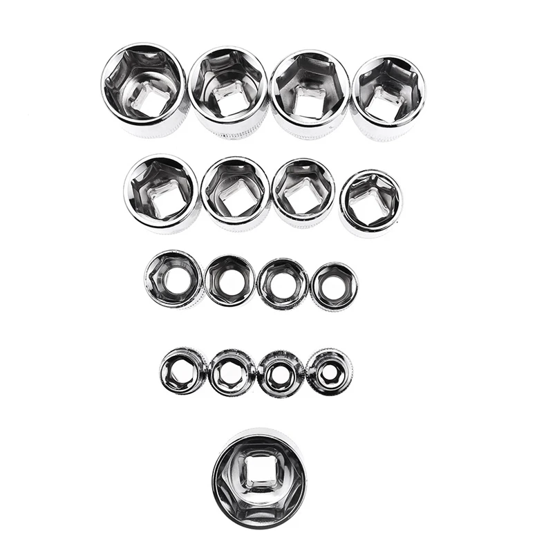 6mm-24mm Series Hexagonal Standard 3/8 Inch Short Sleeve Standard Hexagonal Socket Chrome Vanadium Steel Head Hex Socket Tool