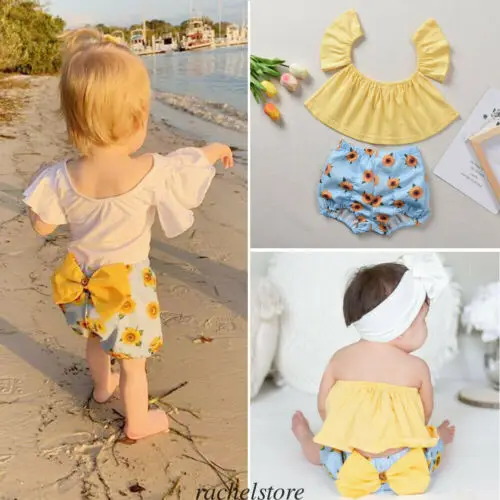 Комплект детской одежды из 2 предметов для маленьких девочек летний укороченный