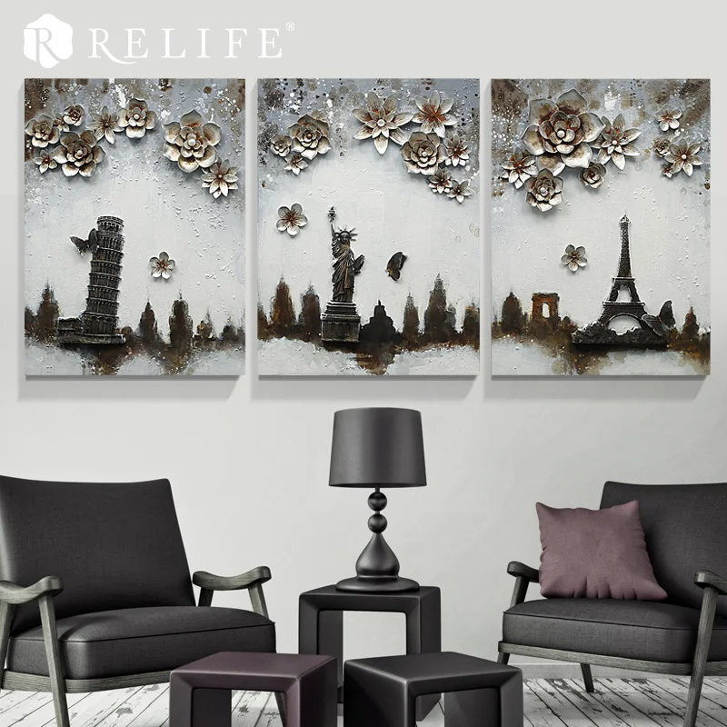 Unframed Decorative Triptych Modern Oil Paintings Nordic Decoration Wall Panels for Living Room | Дом и сад