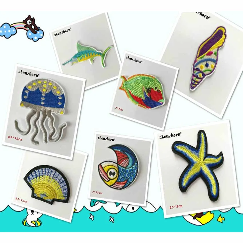 Морские животные Halobios сделай сам вышитая аппликация небольшого размера