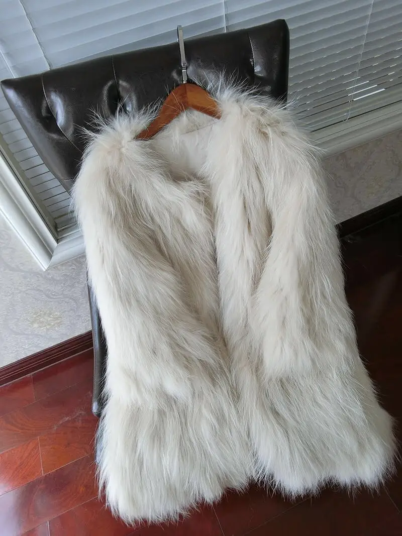 OFTBUY пальто из натурального меха женская Зимняя Куртка парка из натурального меха енота вязаная Толстая теплая Модная Повседневная Роскошная куртка Новинка - Цвет: beige