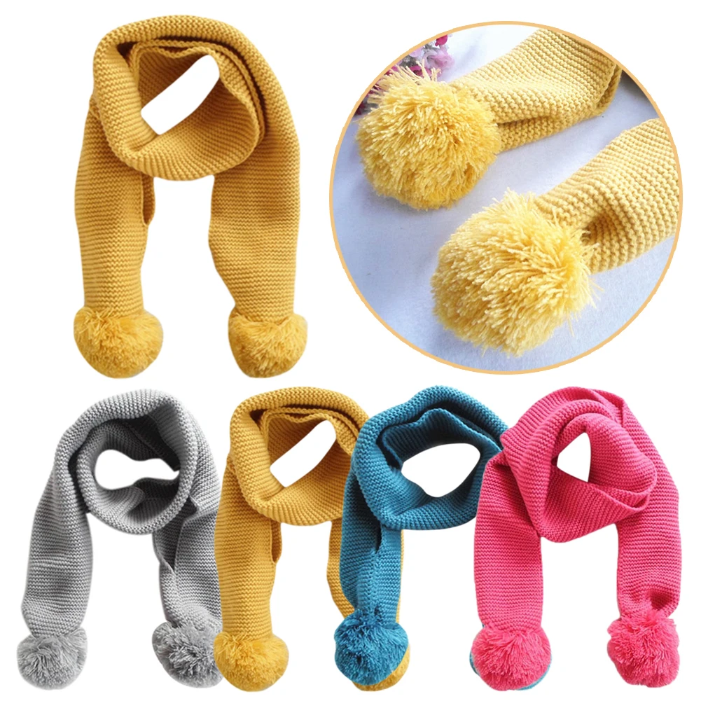 Winter Kids Baby Double Ball Scarf Girl Scarves Hot Boy Necklace Knitted For 2-6 Years 4 Colours | Детская одежда и обувь