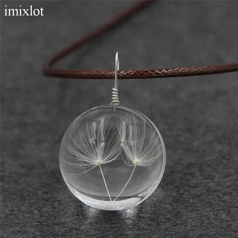 Imixlot оригинальная Подвеска из смолы одуванчика кожаная подвеска ожерелье 3 вида