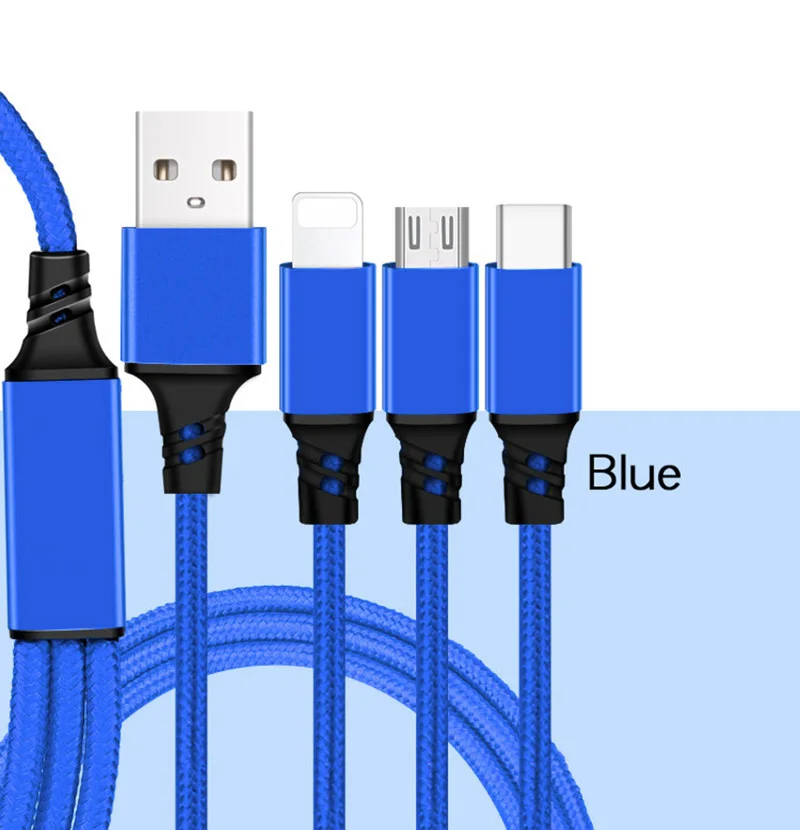 2/3 в 1 кабель зарядного устройства для iPhone 6 S 6 S 5 SE 7 8 Plus X XR XS Max Micro usb type C Android для huawei Xiaomi 3в1 3A провод шнур