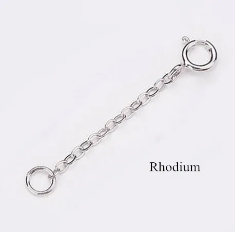rhodium 3 см, 5 см, 8 см, длина, 925 пробы, серебряные расширенные цепочки с застежками-омарами для самостоятельного изготовления ожерелья, удлинительная цепочка для изготовления ювелирных изделий Z1013 - Цвет: rhodium