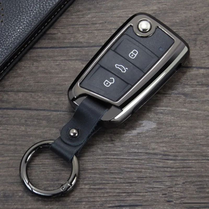 Zinc alloy leather Key Case Bag Cover For VW Golf 7 mk7 Skoda Octavia A7 New Polo Portect Car Accessories | Автомобили и