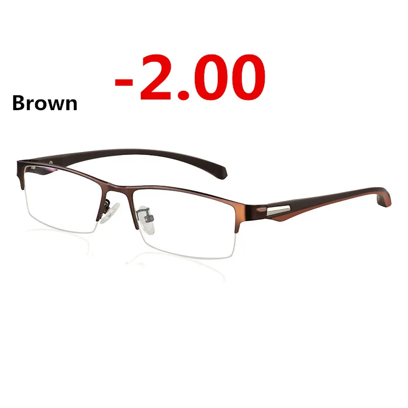brown -2.00 Новинка, солнцезащитные фотохромные очки для близорукости, оптические очки для мужчин, студенческие очки для близорукости, очки с оправой по рецепту, половинная оправа-1,0-4,0 - Цвет оправы: brown -2.00