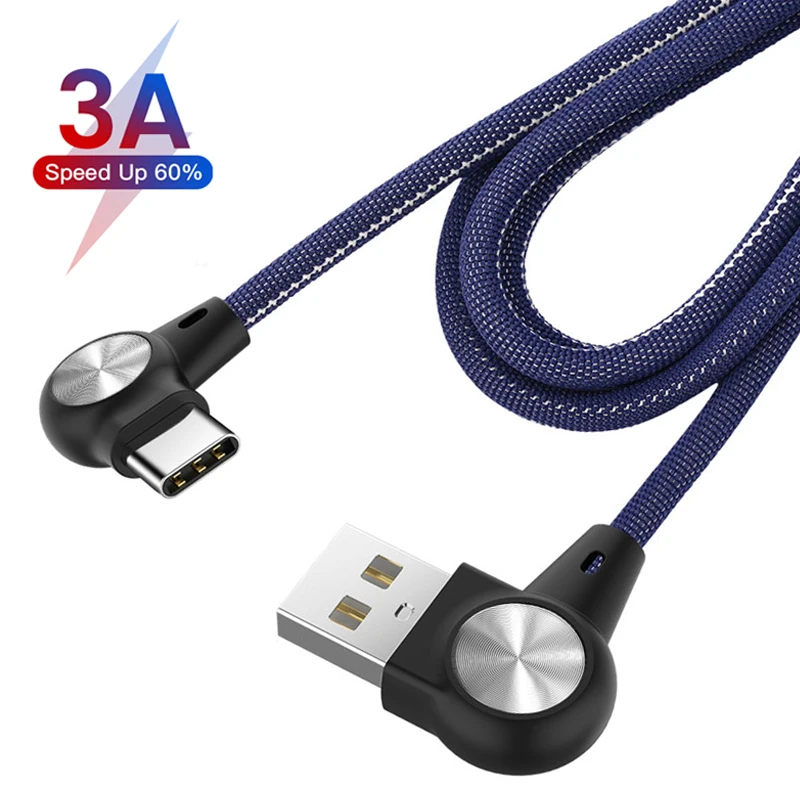 L-образный USB C Micro USB кабель 3A нейлон Быстрая зарядка USB кабель для передачи данных для huawei samsung Xiaomi Redmi мобильный телефон usb зарядный шнур
