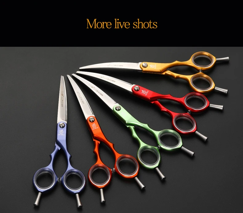 Fenice Professional Pets Grooming Scissors 6.0 inch Aluminum Handle Dog/Cat Hair Cutting Curved Shear
