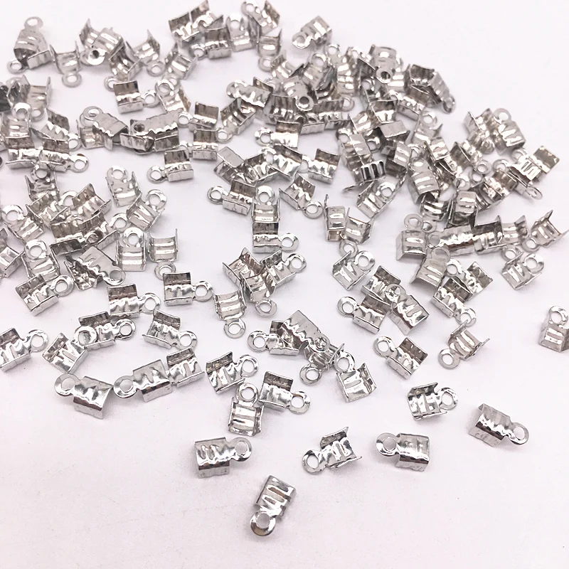 04 dull silver 200 шт. 3,5x7/2,5x5,5 мм маленький кончик кончика шнура складывается через трехпроводную застежку обжимной разъем для бисера DIY Изготовление ювелирных изделий для аксессуаров - Цвет: 04 dull silver
