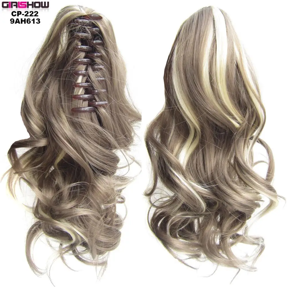 CP222 Color 9AH613 Girlshow Короткие Волнистые Коготь Конский хвост термостойкие синтетические волокна челюсти шиньон 24 Цвета 1", 1 шт - Цвет: CP222 Color 9AH613