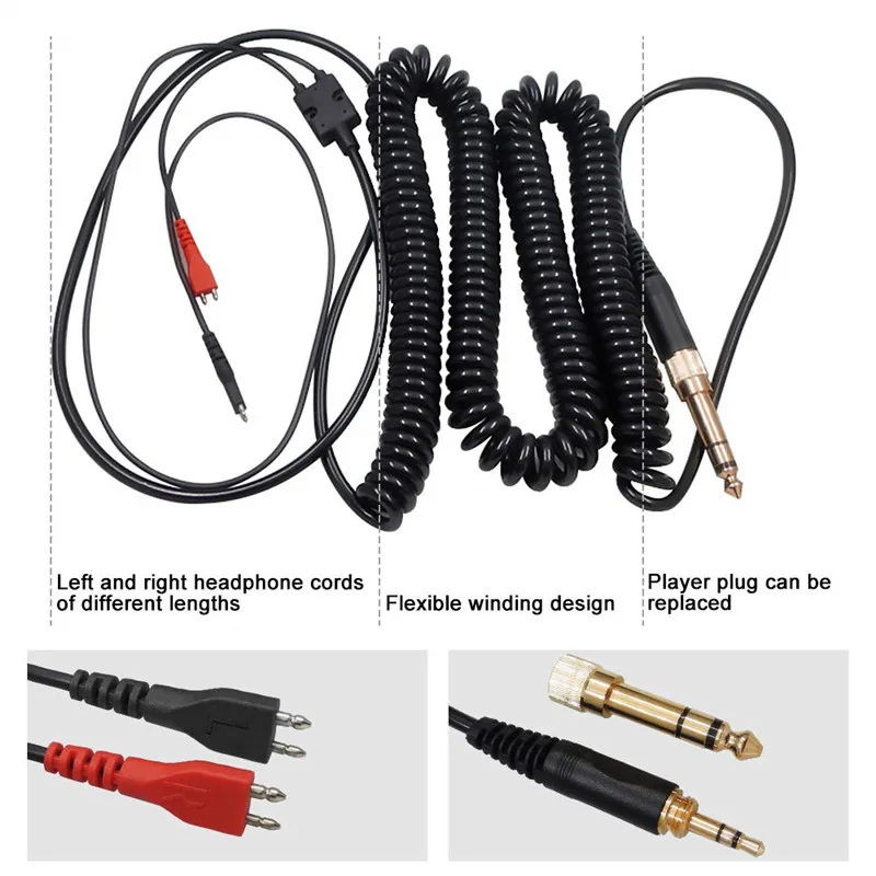 Удлинительный пружинный спиральный аудиокабель SHELKEE для наушников Sennheiser HD25 1 II C