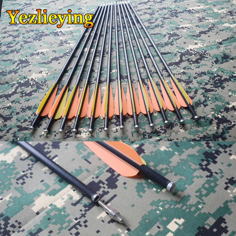 

6/12pcs Hunting Crossbow Archery 13inch fiberglass arrow Bolts with 3" TPU Vane Flat Nock shoot For Compound recurve bow