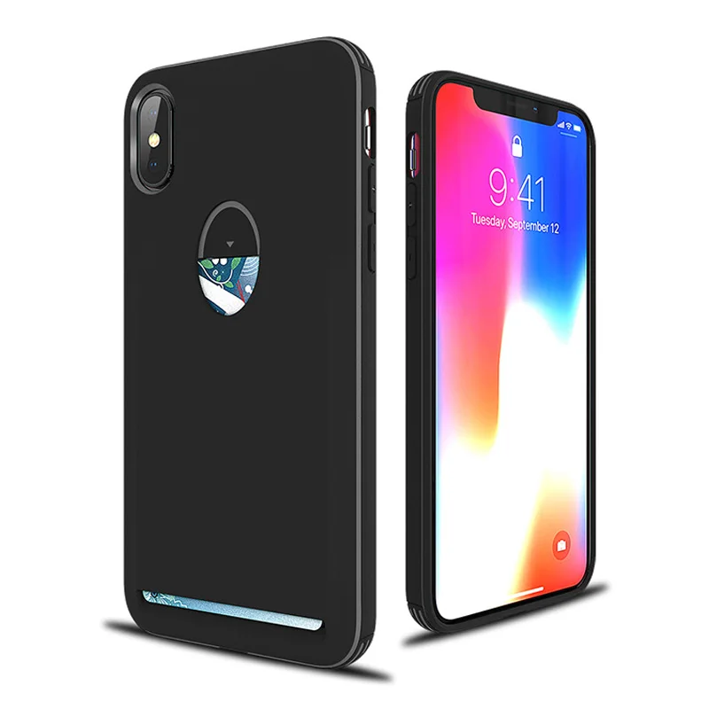Мягкий чехол из ТПУ для iPhone 6 6S X XS с держателем карт Ультратонкий ярких