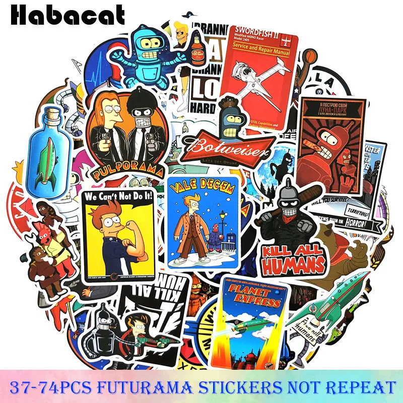 37-74 шт./упак. мультфильм Америка наклейки «Футурама» для катания на скейтборде мотоцикл Чемодан ноутбук велосипеда чемодан художественной росписи наклейки