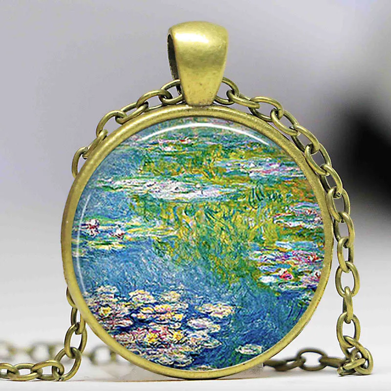 Моне водяная Лилия пруд колье с кулоном отлично подходит кабошоны разрисованные