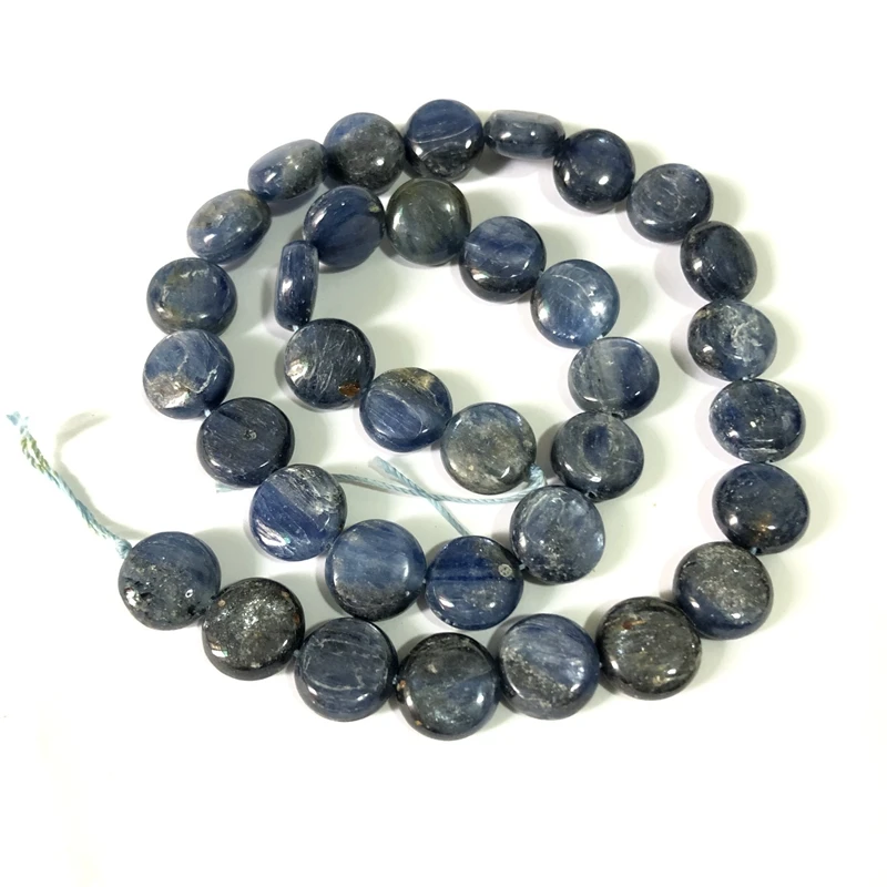 Wholesale1string Natural Kyanite 12mm Round Coin Beads Loose Gem Stone For jewelry 15.5&quot | Украшения и аксессуары