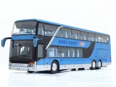 Blue Новинка 1/43 года, специальное предложение, литой металлический двухслойный дисплей для экскурсий на дальние расстояния, автобус, настольный дисплей, коллекция детских игрушек - Цвет: Blue