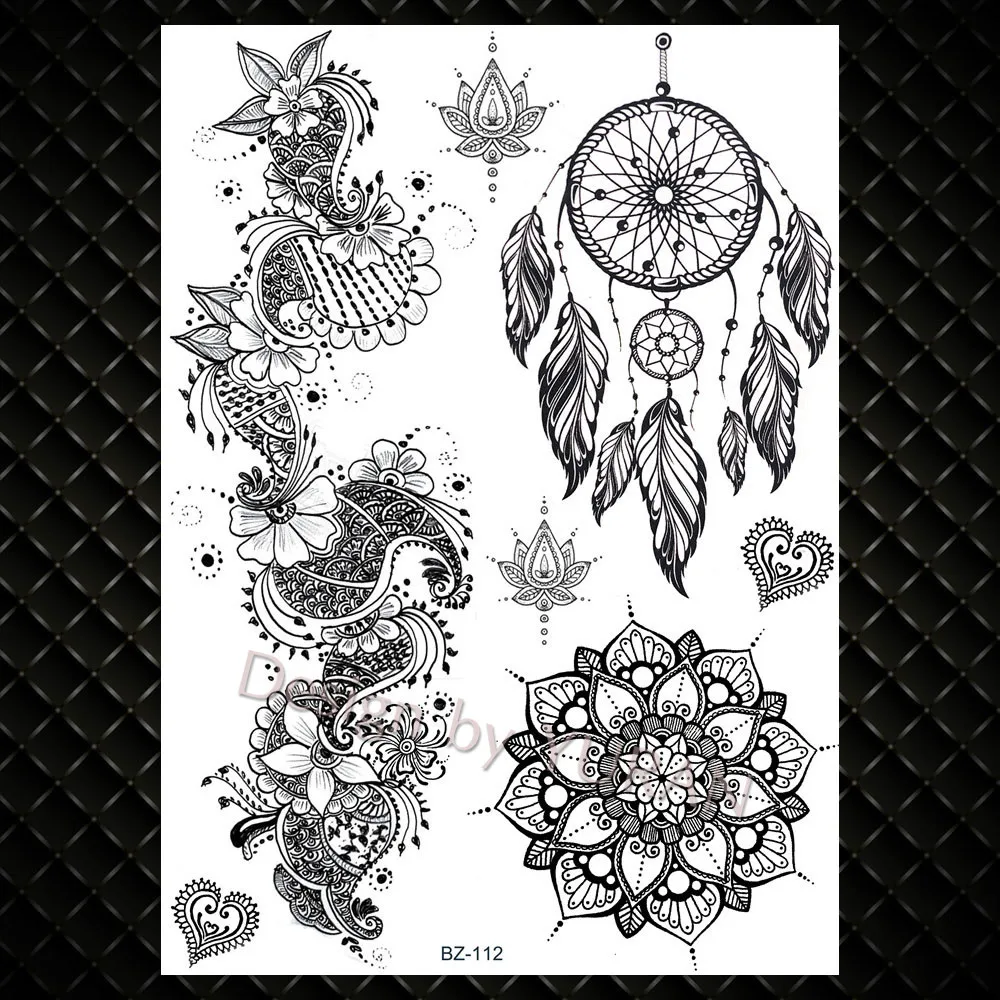 YURAN Hot Boho Индия Мандала Хна Цветок для женщин грудь уши татуировки наклейки