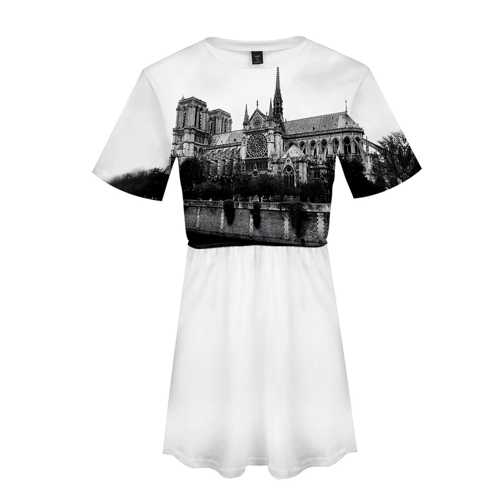 Женское Повседневное платье с коротким рукавом Notre Dame de Paris Летнее спортивное 3D