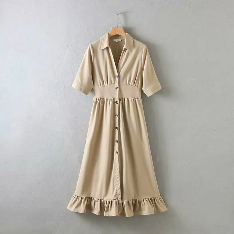 2019 летнее Новое поступление Брендовое дизайнерское льняное платье с отворотом