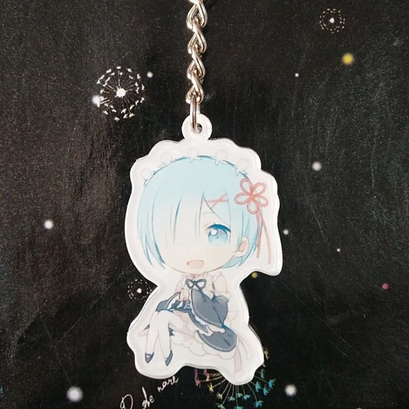 Брелок для ключей с рисунком из аниме Re:Zero kara Hajimeru Isekai Seikatsu Natsuki Subaru Emilia Rem