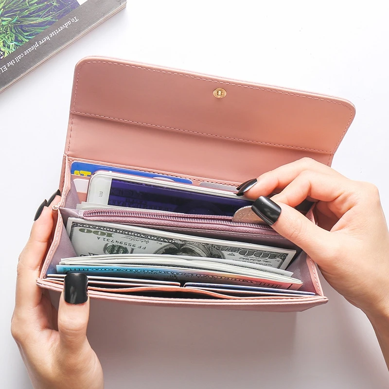 Women's Wallet Korean Version Stylish Frosted Clutch Bag Long Deer Head Zipper Buckle Wallet