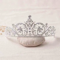 new clear wedding bridal crystal tiara crowns princess queen pageant prom rhinestone veil tiara headband wedding hair accessory