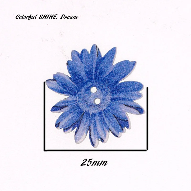 10 шт оптом пуговицы из натурального дерева в форме хризантемы смешанные