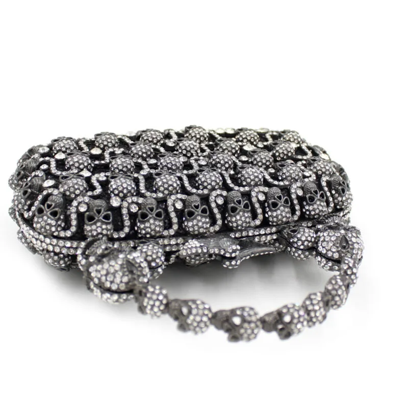 

XIYUAN BRAND women luxury full diamond Skull evening dinner shoulder bag female clutch wallets famous brand hand bags gift