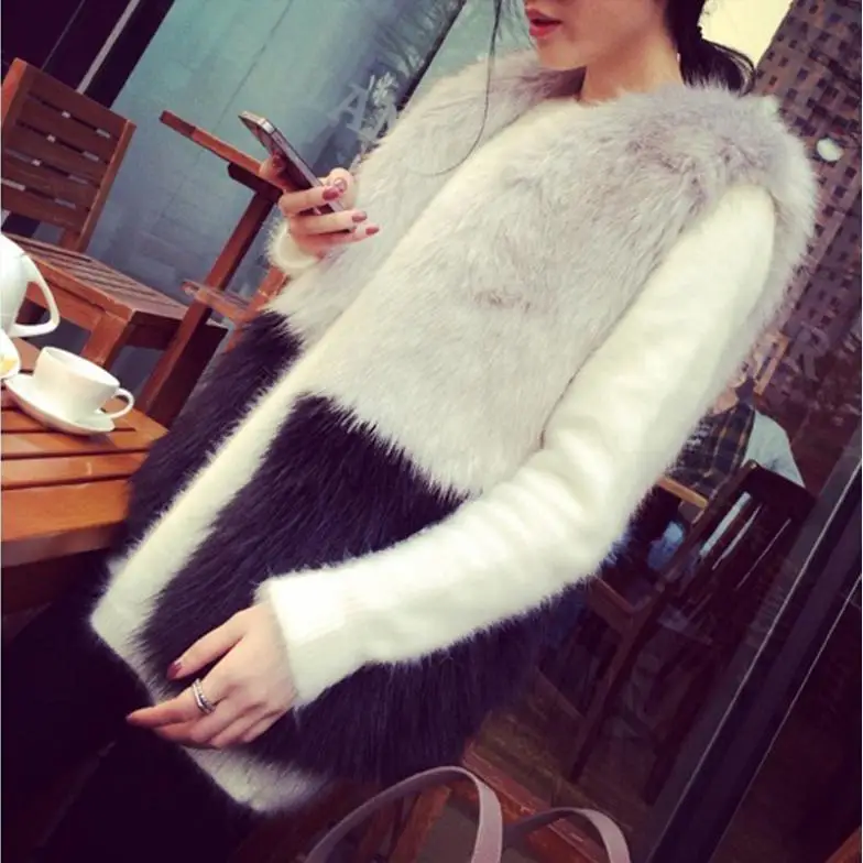 Женский жилет из искусственного меха короткий с искусственным мехом L705 2019|Куртки