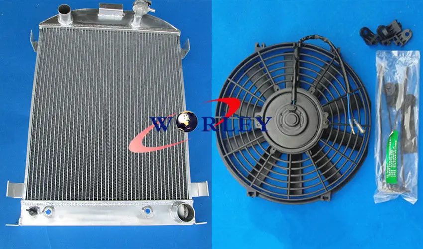 

3 ROWS 62MM Aluminum Radiator &Fan 1932 For ForD HI-BOY Grill Shells For CHEVY Engine 32