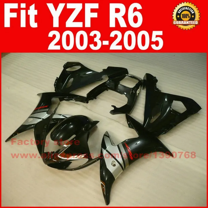 

Glossy black Body kit for YAMAHA R6 fairings 2003 2004 2005 R6 fairing kit 03 04 05 kits A9B7