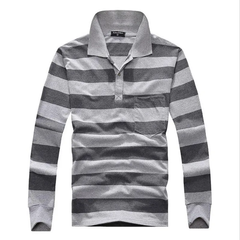 

2019 new brand arrival men's polo shirts Tops Tees long sleeve turn down callor striped casual fashion cotton silk male polo G65