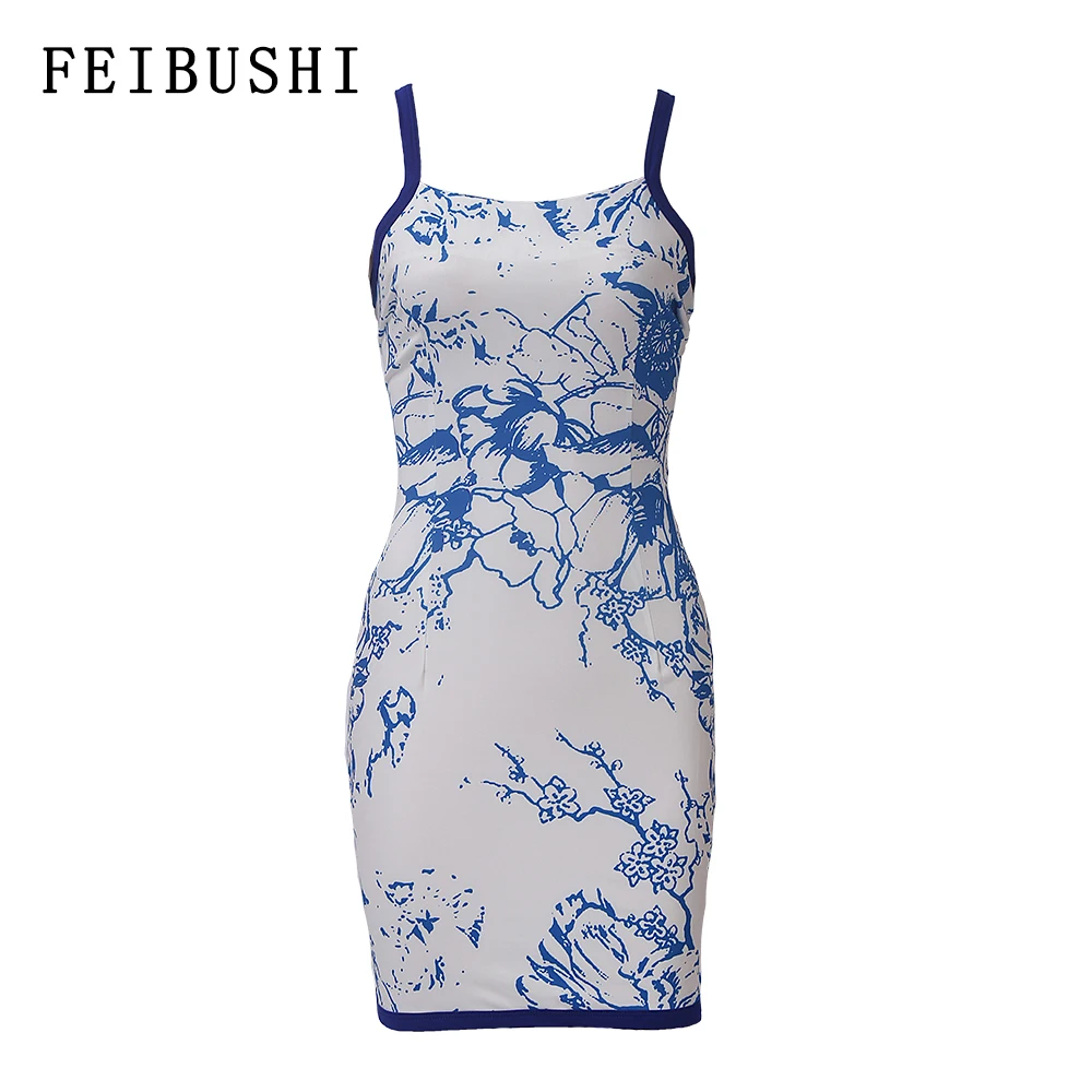 Сексуальное Белое Облегающее Платье FEIBUSHI на бретелях-спагетти женское