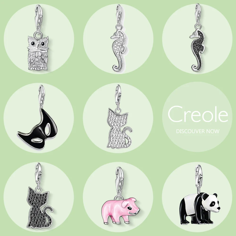 Подвеска в виде совы морской лошади черного белого кота котенка розового