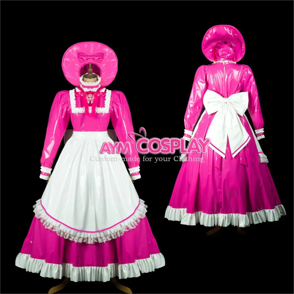 ПВХ Сисси горничной винил длинное платье с замочком унисекс CD/ТВ Сделанные на